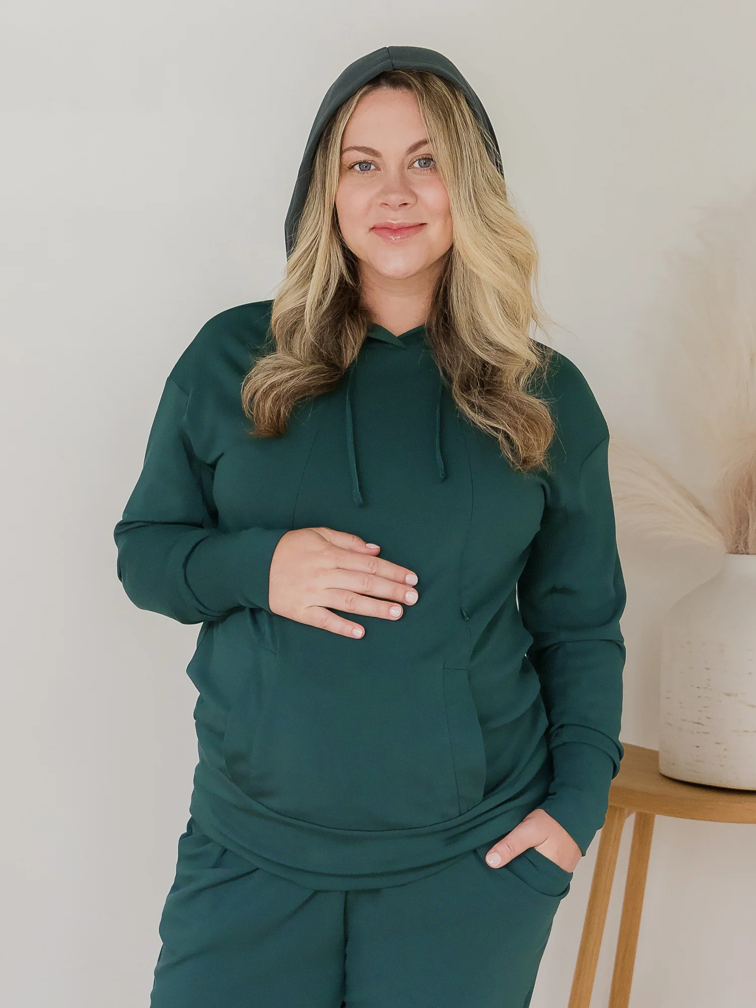 Brushed Bamboo Maternity & Nursing Hoodie | Evergreen - Image 5