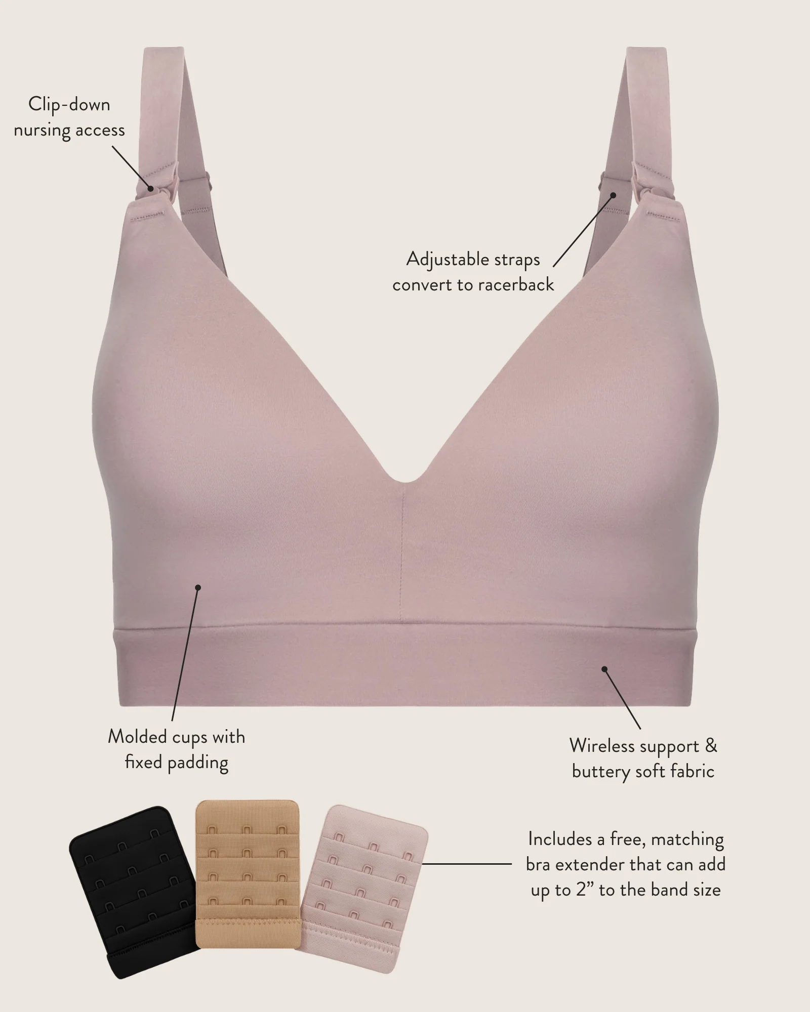 Minimalist Maternity & Nursing Bra | Black - Image 6