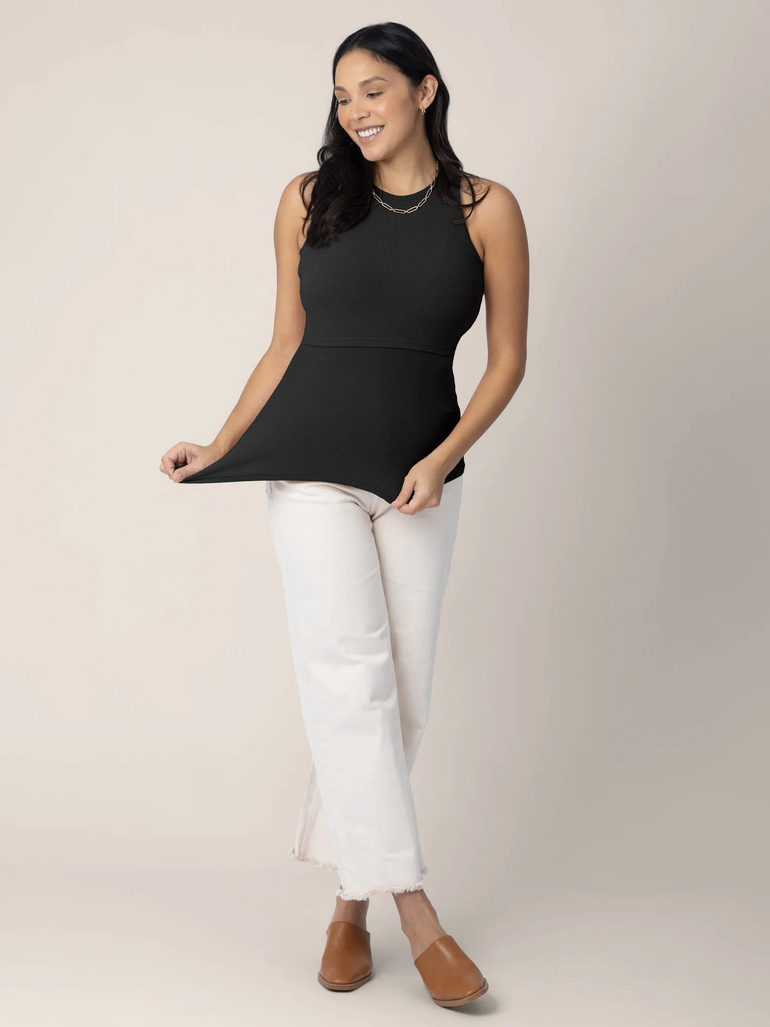 Ribbed Bamboo Racerback Nursing Tank | Black - Image 4
