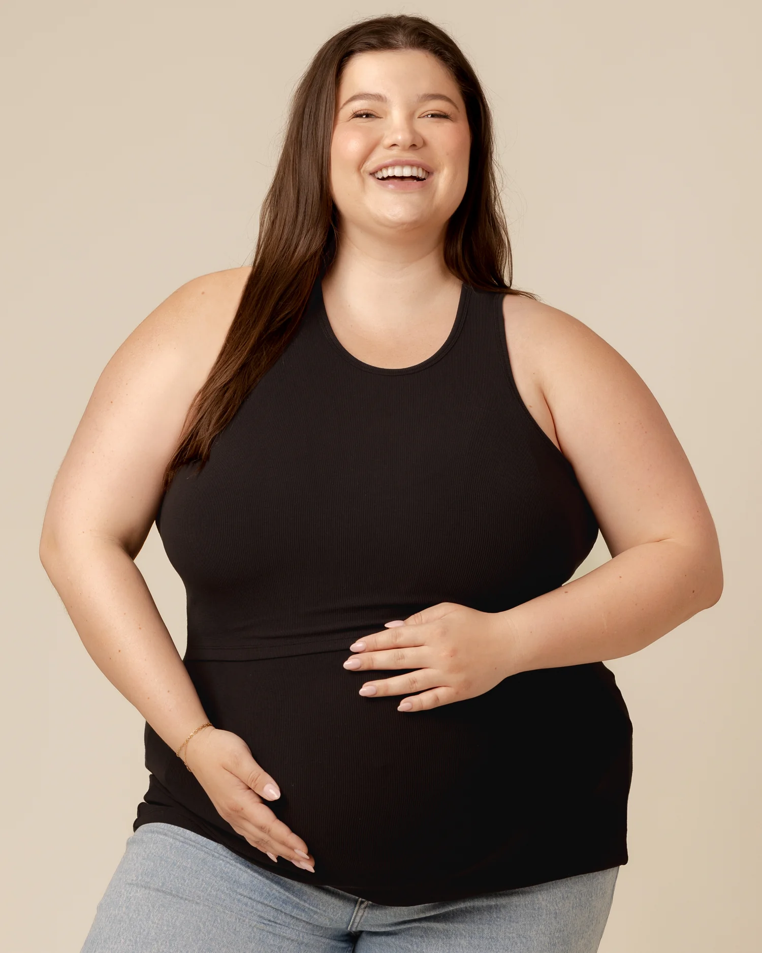 Ribbed Bamboo Racerback Nursing Tank | Black - Image 5