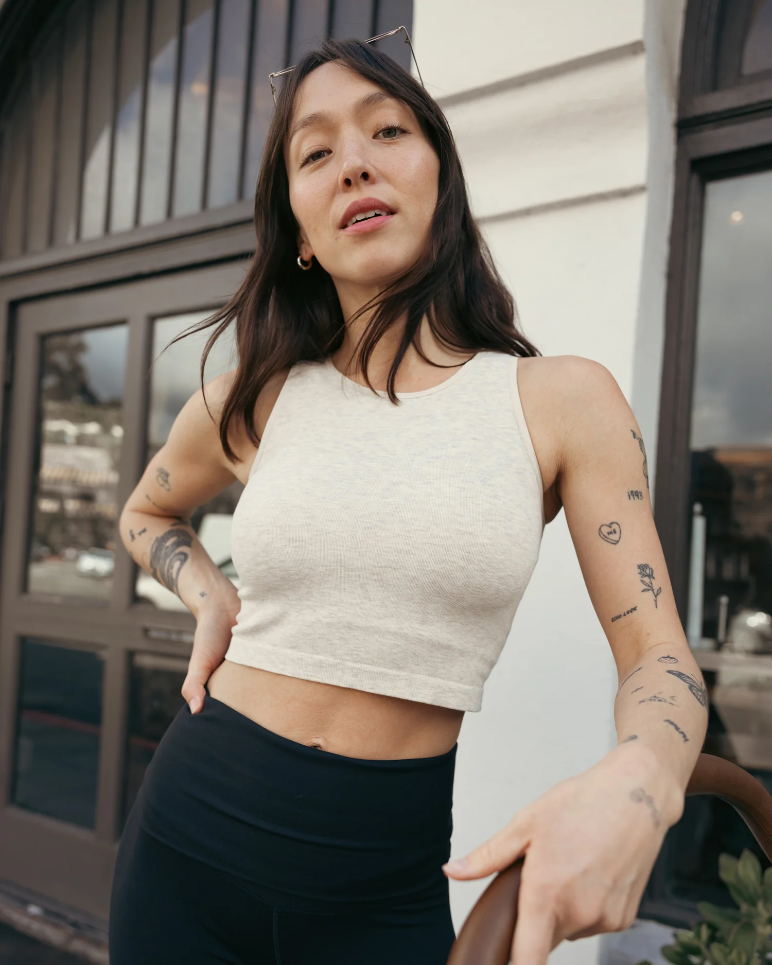 Sublime® Bamboo Maternity & Nursing Longline Bra Top | Oatmeal Heather - Image 4