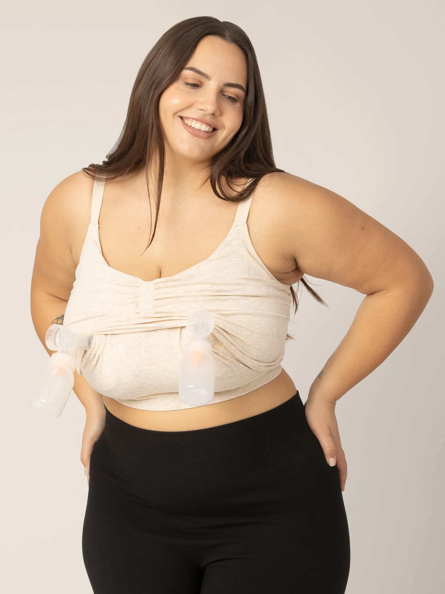 Sublime® Bamboo Hands-Free Pumping Lounge & Sleep Bra | Oatmeal Heather - Image 5